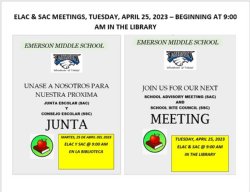 ELAC & SAC MEETINGS 4-25-23